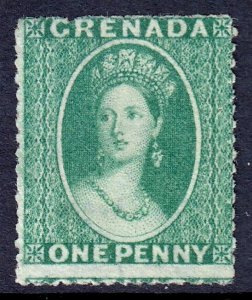 GRENADA — SCOTT 3 (SG 4) — 1864 QV 1d GREEN SMALL STAR WMK — MNG — SCV $100