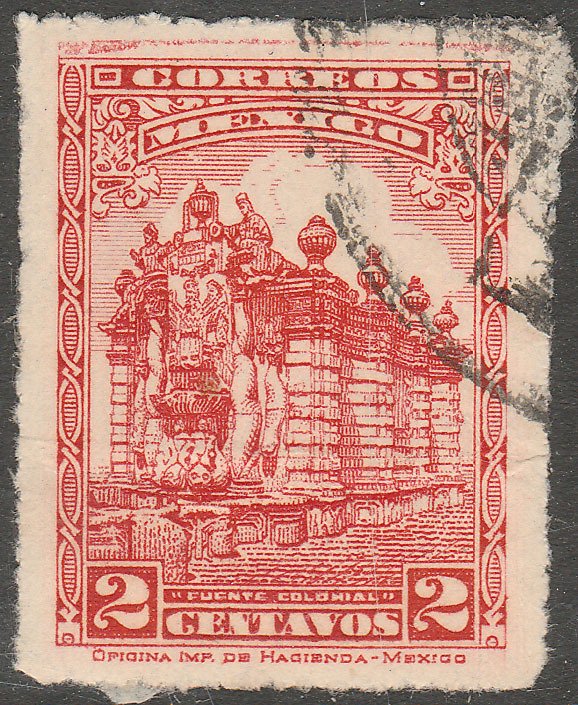 MEXICO 634, 2¢ PUBLIC FOUNTAIN Unwmk USED  F-VF. (384)