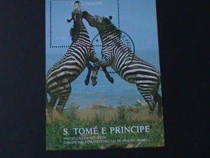 ST. THOMAS-1992-BEATIFUL LOVELY  ZEBRAS-PROTECTING ANIMALS- S/S FANCY CANC