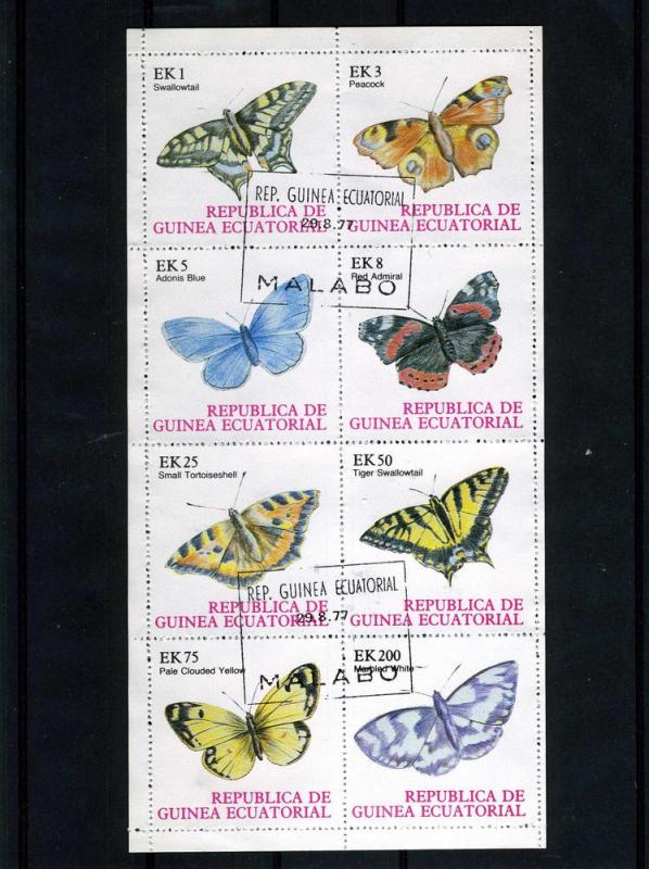 Equatorial Guinea 1976 BUTTERFLIES Sheet Perforated Fine Used VF