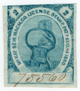 (I.B) US Cinderella : McKay Sewing Machine Licence Stamp 2c