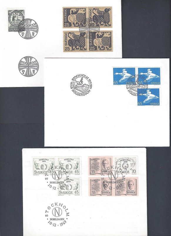 SWEDEN 1970's COLLECTION OF 14 FDCs BIRDS SPORTS VARIOUS TOPICS