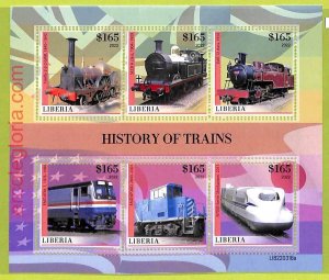 B0493 - LIBERIA - MISPERF ERROR Stamp Sheet - 2022 - History of Trains, Transport-