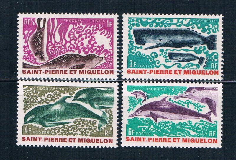 St Pierre and Miquelon 389-92 MNH set Marine Life 1969 (S0953)