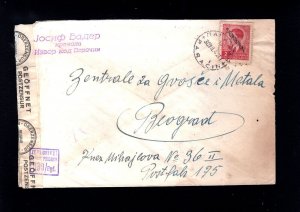 WWII Serbia Overprint German Occupation Censor Marks Paracin 1942 Cover 9a