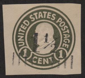 SC#U495 1½¢ on 1¢ Surcharged Franklin Cut Square (1925) Unused