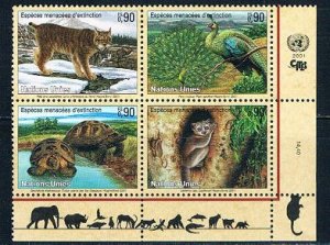 UN New York 370a MNH blk 4 Endangered Species 2001 (U0390)