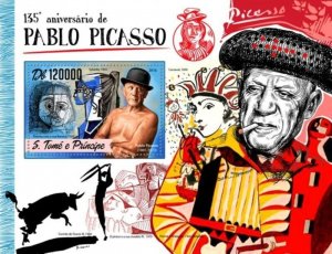 St Thomas - 2016 Artist Pablo Picasso - Stamp Souvenir Sheet-ST16501b