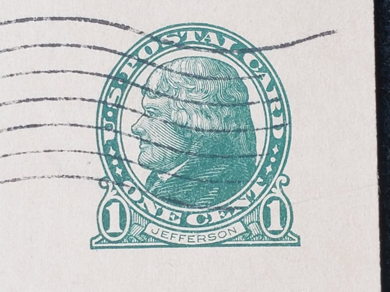UX27. Jefferson, 1 cent, US Postal Cards.  Cancelled.VF cond.