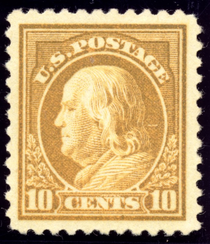 US 510a 10c 1917 Franklin perf 11 brown yellow PSAG grade 90 unused OG H
