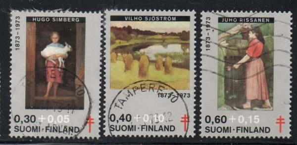Finland Sc B197-99 1973 TB Paintings charity stamp set used