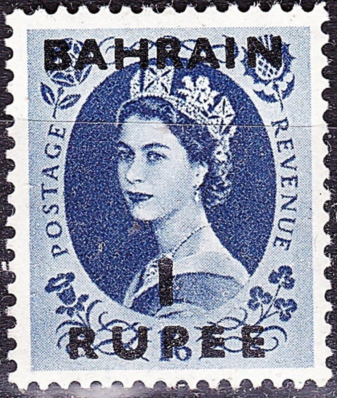 BAHRAIN 1953 QEII 1 Rupee on 1s3d Grey-Blue SG86 MNH