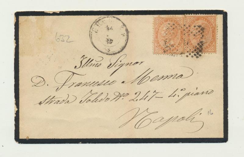 ITALY 1864? MOURNING COVER TO NAPOLI, 2x20c RATED (SEE BELOW)