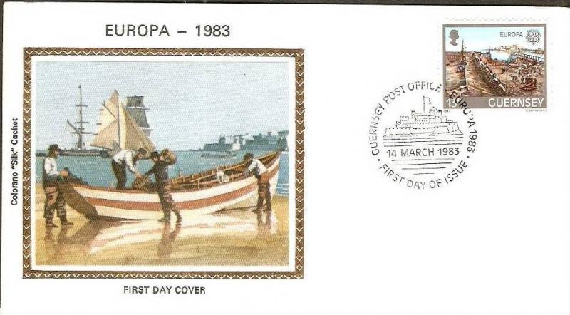 Guernsey 1983 EUROPA Tourism Boat Ship Colorano Silk Cover # 13281