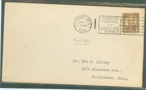 US 685 4c William Howard Taft on an uncacheted addressed first day cover with a June 4, 1930 Cincinnati, OH machine cancel.