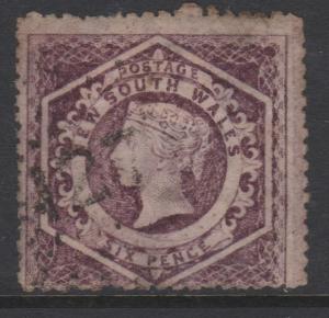 New South Wales 1860 QV 6d Diadem Sc#40 Used