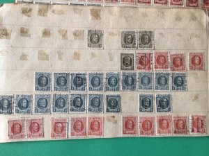 Belgium pre cancel stamps on 2 old album part pages Ref A8442