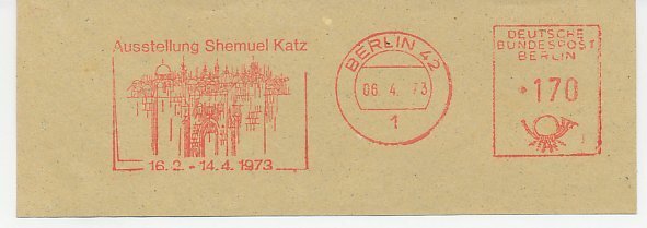 Meter cut Germany 1973 Shemuel Katz - Painter - Exhibition - Judaica