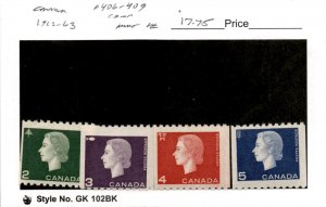Canada, Postage Stamp, #406-409 Mint LH, 1962-63 Queen (AC)