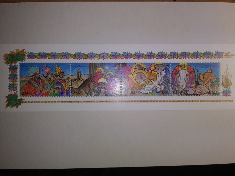 ZAMBIA EXCEPTIONAL BEAUTIFUL BIRTH OF JESUS STRIP OF 4 STAMPS