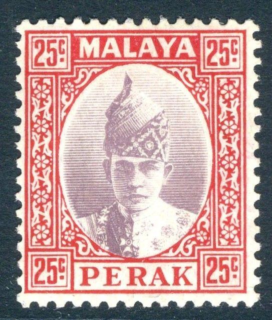 MALAYA (PERAK)-1939 25c Dull Purple & Scarlet Sg 115 LIGHTLY MOUNTED MINT V18795