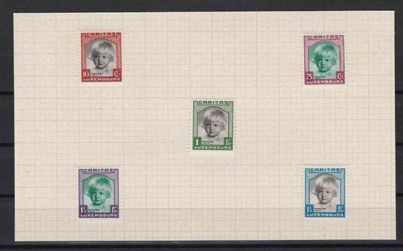 LUXEMBOURG 1931 CHARITY STAMPS SET MOUNTED MINT ON PIECE  . REF R 2545
