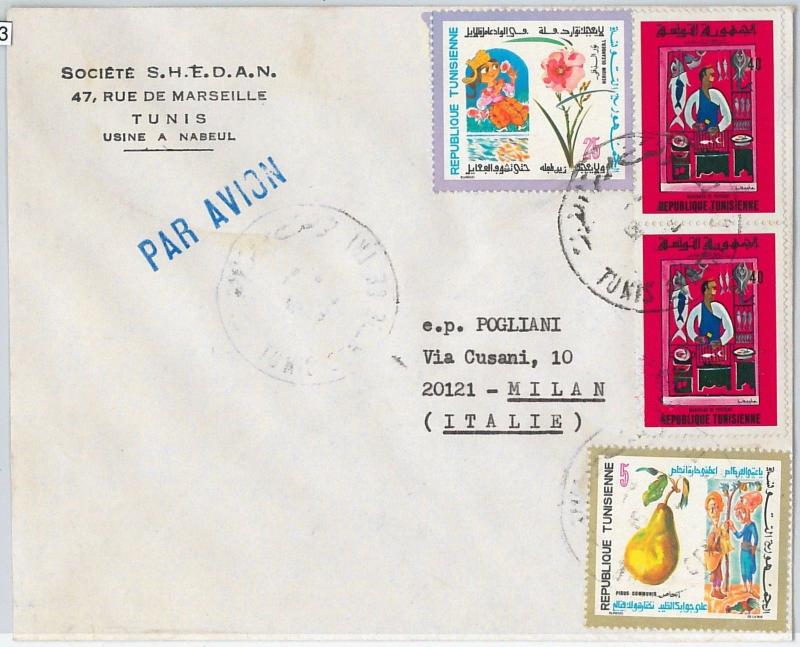 59323  - TUNISIA Tunis - POSTAL HISTORY: COVER to ITALY   -  FLOWERS Fruit