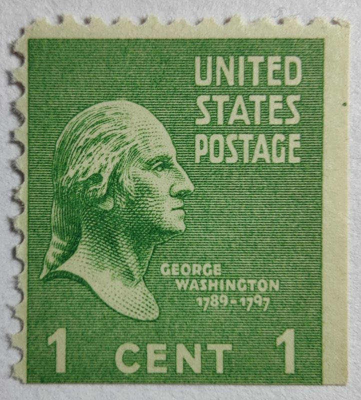 SCOTT #804B WASHINGTON SINGLE ONE CENT RIGHT SIDE & BOTTOM PANE STAMP MNH BEAUTY