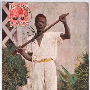 GRENADA KGV Postcard 1d *WAR TAX* View-Side Franking Ethnic PPC 1920 CTO PJ138