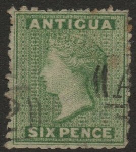 ANTIGUA-1863-67 6d Yellow-Green sg 10 AVERAGE USED V38035