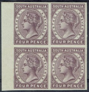 SOUTH AUSTRALIA 1883 QV 4D IMPERF PROOF BLOCK MNH ** NO WMK