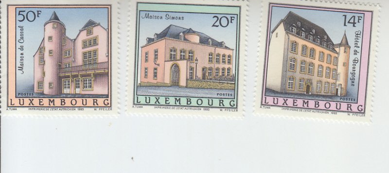 1993 Luxembourg Buildings (3)  (Scott 898-900) MH