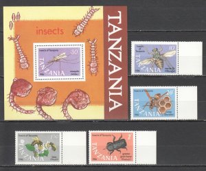 B1434 1986 Tanzania Insects Bees Bugs #399-402 ! Michel 15 Euro Set+Bl Mnh