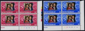 Montserrat 286-7 BR Blocks Plate 1B,1A MNH Queen Elizabeth Silver Wedding