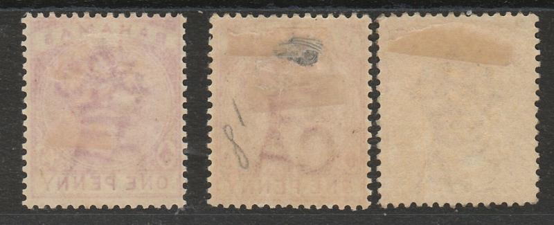 BAHAMAS 1884 QV 1D ALL 3 SHADES 