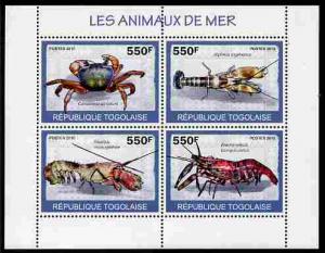 Togo 2010 Sea Life perf sheetlet containing 4 values unmo...