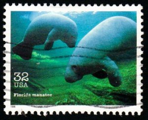 SC# 3105o - (32c) - Endangered Species, manatee - USED single