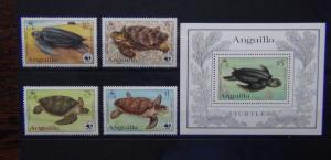 Anguilla 1983 Endangered Species Turtles set & Miniature Sheet MNH