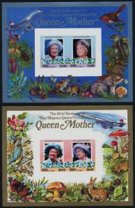 St Vincent Grenadines - Bequia 211-2 imperf MNH Queen Mother, Aircraft, Animals