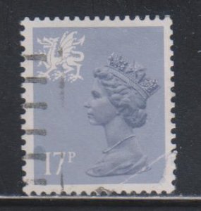 Great Britain,  WALES,  17p Machin (SC# WMMH30a) Used, Creased Corner