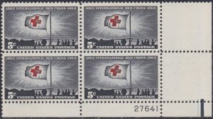 1239 Red Cross Centenary Plate Block MNH