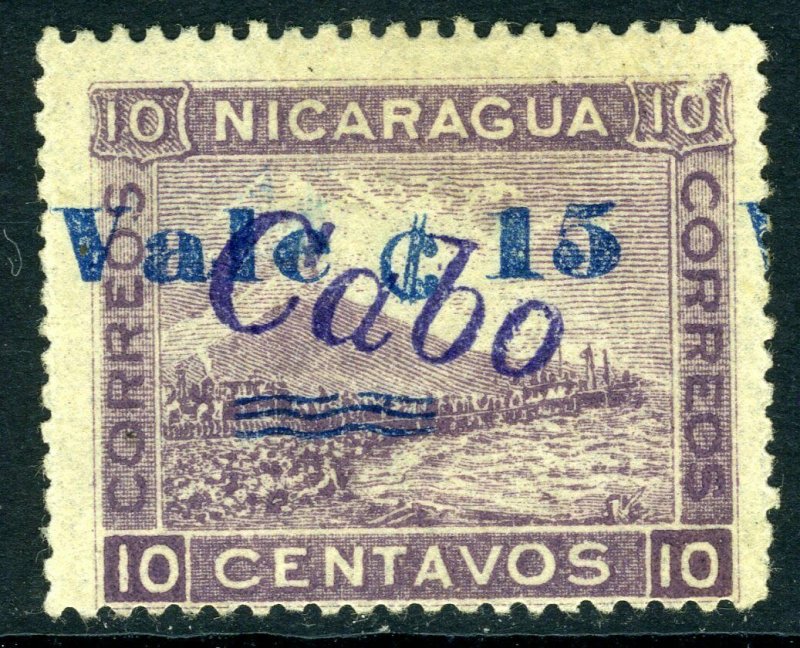 Nicaragua 1905 CABO Overprint on 15¢/10¢ Violet Lithographed VFU T742 