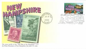 #3589 Greetings From New Hampshire Mystic FDC