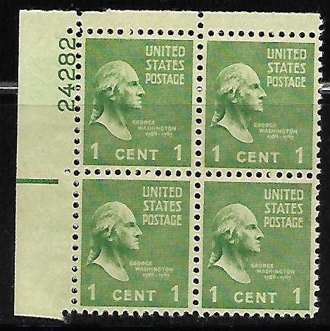 #804 Presidential  Upper Left Plate Block #24282 F VF NH DCV=$1.25