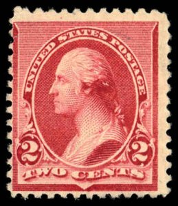 US Sc 220 MINT NO GUM - 1890 2¢ - Washington; Soft Porous Paper