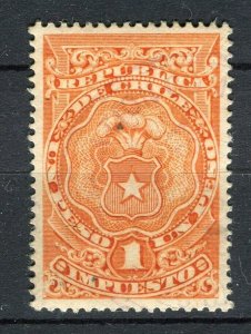 CHILE; 1890s early classic Revenue issue fine used 1P. value