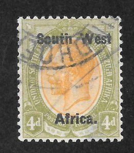 South West Africa Scott 20a Used H - 1923 4p Setting I Overprint Single