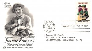 US 1755 Jimmie Rogers Artcraft Typed FDC