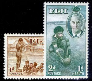 Fiji 1951 Sc#B1/B2 RUGBY PLAYER/CHILDREN Set (2) MLH