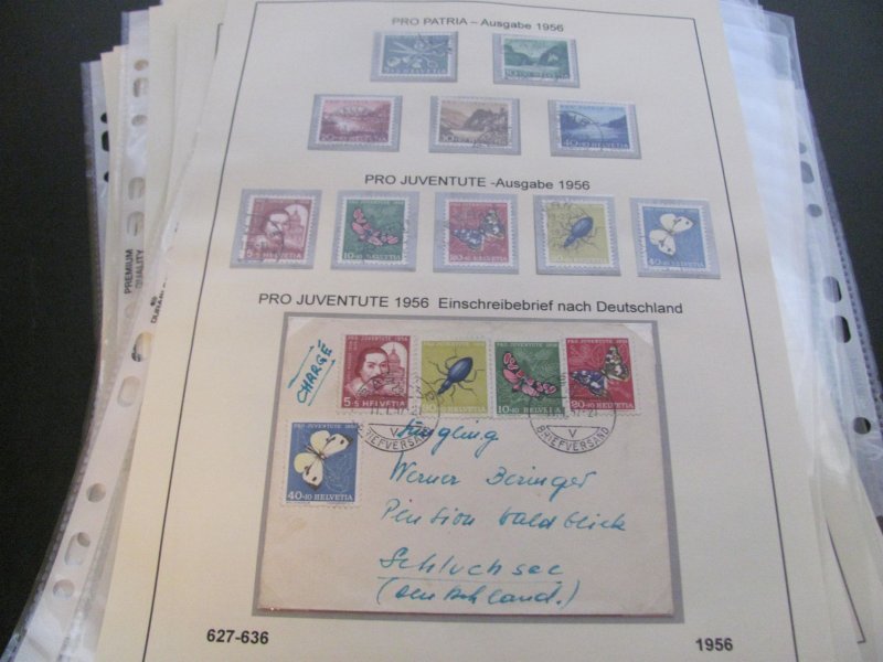 SWITZERLAND USED STAMPS & COVERS COLL. ON PAGES 1930-2005 $2K-$3K CAT. XF (191)